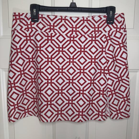 Jude Connally Pants - Jude Connally Golf Skirt Geometric Printed Red White Size Small Pull On Skort